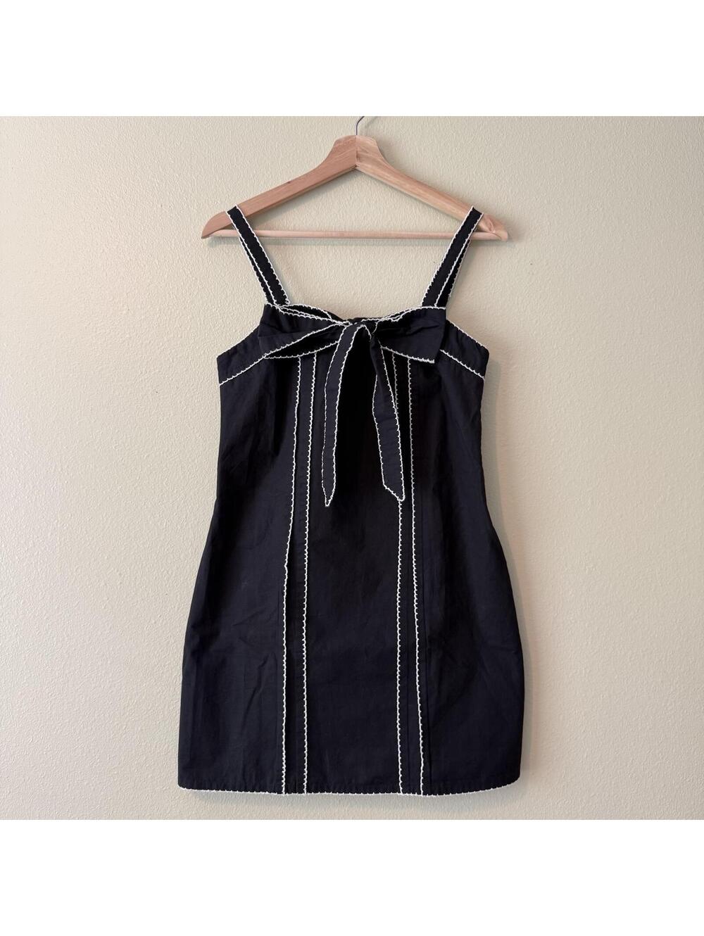 RSVP Cotton On Black Cotton Bow Trim Mini Dress